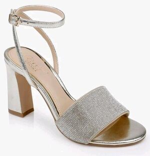 Sz 6 - Badgley Mischka Hattie Block Heel Sparkly Sandals